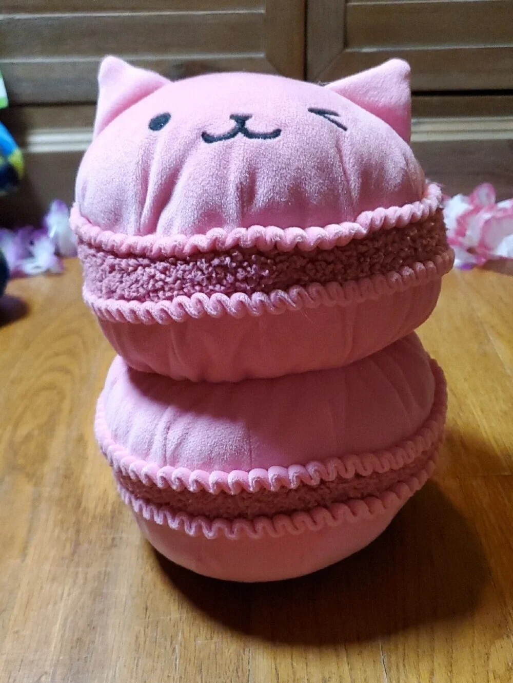 Pillowfort Pink Cat Macaron Plush